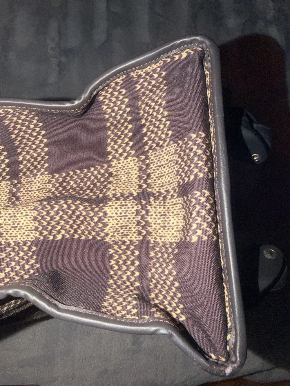 Preloved Fendi Plaid luggage/tote with Yellow Logo and Tan Straps